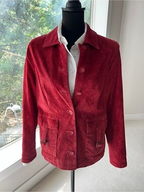 Country Shop Women's Red Suede Button Jacket